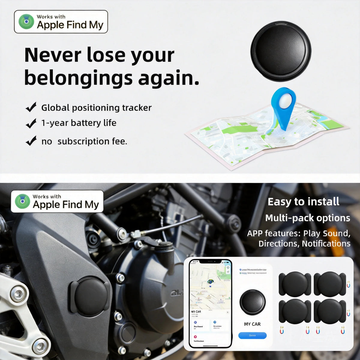 4-Pack Smart Tracker with Magnetic Cover - Main View